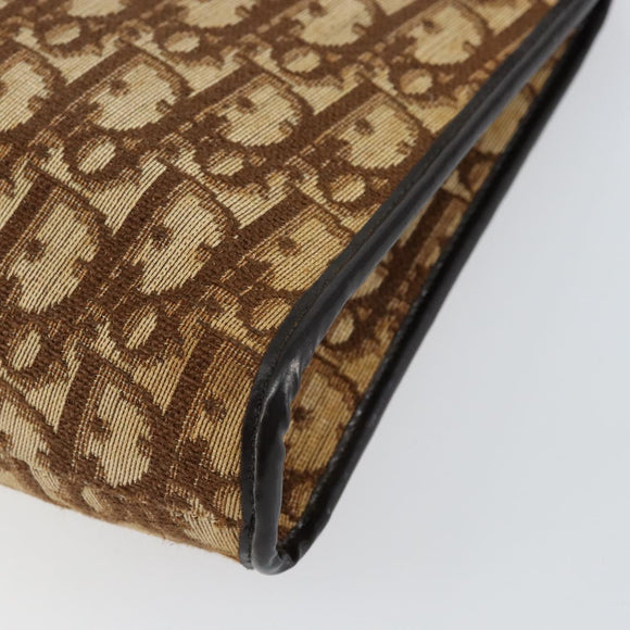 Christian Dior Trotter Canvas Shoulder Bag Brown Gold Auth 147503