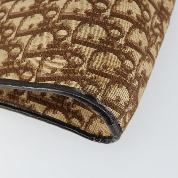 Christian Dior Trotter Canvas Shoulder Bag Brown Gold Auth 147503