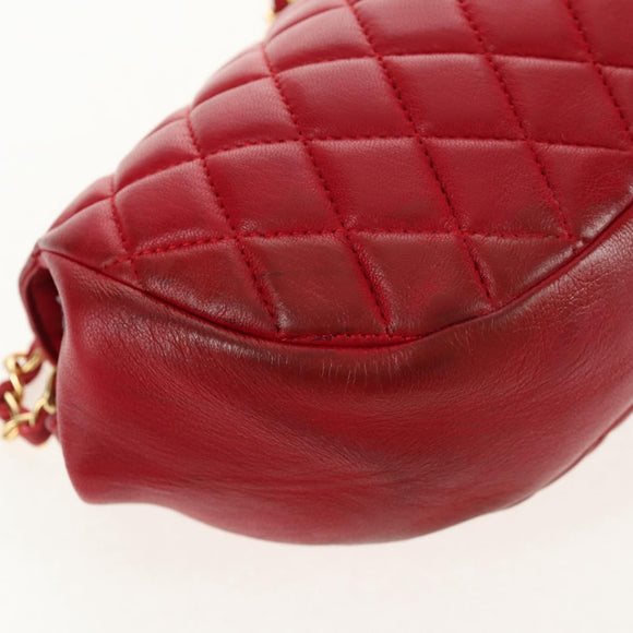 BALLY Chain Shoulder Bag Leather Red Gold Auth 147504