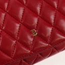 BALLY Chain Shoulder Bag Leather Red Gold Auth 147504-18