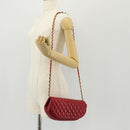 BALLY Chain Shoulder Bag Leather Red Gold Auth 147504-24