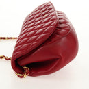 BALLY Chain Shoulder Bag Leather Red Gold Auth 147504-3