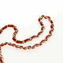 BALLY Chain Shoulder Bag Leather Red Gold Auth 147504-14