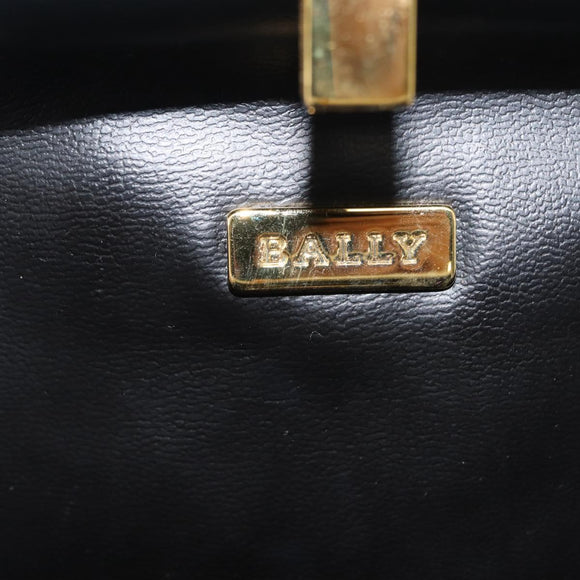 BALLY Hand Bag Leather 2way White Gold Auth 147505