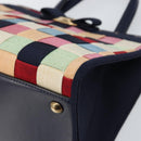 Salvatore Ferragamo Vala Hand Bag Nylon Navy Gold Auth 147506-9