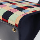 Salvatore Ferragamo Vala Hand Bag Nylon Navy Gold Auth 147506-15