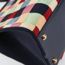 Salvatore Ferragamo Vala Hand Bag Nylon Navy Gold Auth 147506-16