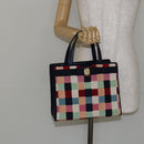 Salvatore Ferragamo Vala Hand Bag Nylon Navy Gold Auth 147506-21