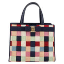 Salvatore Ferragamo Vala Hand Bag Nylon Navy Gold Auth 147506-13