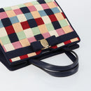 Salvatore Ferragamo Vala Hand Bag Nylon Navy Gold Auth 147506-6