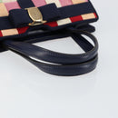Salvatore Ferragamo Vala Hand Bag Nylon Navy Gold Auth 147506-7