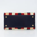 Salvatore Ferragamo Vala Hand Bag Nylon Navy Gold Auth 147506-5