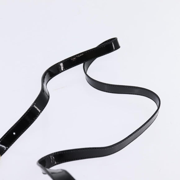 Salvatore Ferragamo Vala Hand Bag Enamel 2way Black Gold Auth 147507