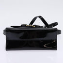 Salvatore Ferragamo Vala Hand Bag Enamel 2way Black Gold Auth 147507-5