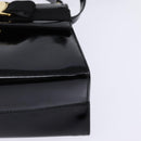 Salvatore Ferragamo Vala Hand Bag Enamel 2way Black Gold Auth 147507-17
