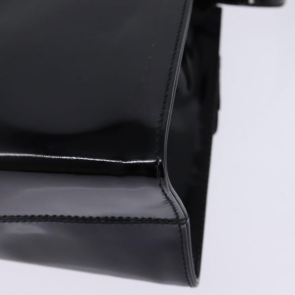 Salvatore Ferragamo Vala Hand Bag Enamel 2way Black Gold Auth 147507