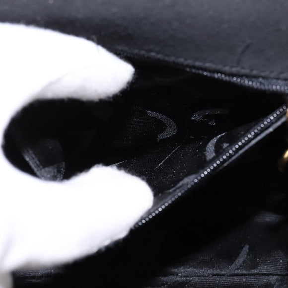 Salvatore Ferragamo Vala Hand Bag Enamel 2way Black Gold Auth 147507