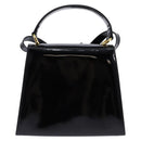 Salvatore Ferragamo Vala Hand Bag Enamel 2way Black Gold Auth 147507-2