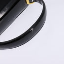 Salvatore Ferragamo Vala Hand Bag Enamel 2way Black Gold Auth 147507-7