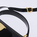 Salvatore Ferragamo Vala Hand Bag Enamel 2way Black Gold Auth 147507-14