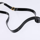 Salvatore Ferragamo Vala Hand Bag Enamel 2way Black Gold Auth 147507-8