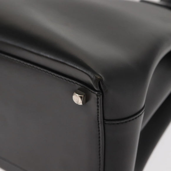 Salvatore Ferragamo Gancini Hand Bag Leather 2way Black Silver Auth 147509