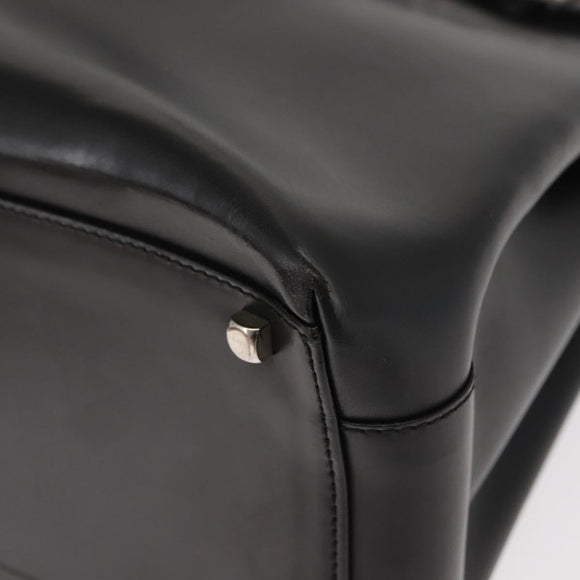 Salvatore Ferragamo Gancini Hand Bag Leather 2way Black Silver Auth 147509