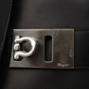 Salvatore Ferragamo Gancini Hand Bag Leather 2way Black Silver Auth 147509-20