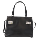 Salvatore Ferragamo Gancini Hand Bag Leather 2way Black Silver Auth 147509-13