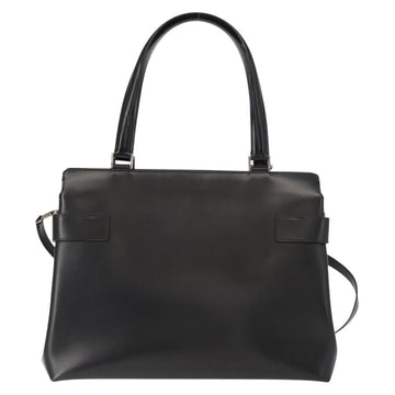 Salvatore Ferragamo Gancini Hand Bag Leather 2way Black Silver Auth 147509 - 0
