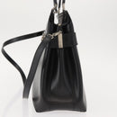 Salvatore Ferragamo Gancini Hand Bag Leather 2way Black Silver Auth 147509-3