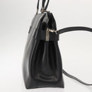 Salvatore Ferragamo Gancini Hand Bag Leather 2way Black Silver Auth 147509-4