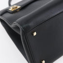 Salvatore Ferragamo Gancini Hand Bag Leather 2way Black Gold Auth 147510-14