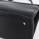 Salvatore Ferragamo Gancini Hand Bag Leather 2way Black Gold Auth 147510-15