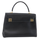 Salvatore Ferragamo Gancini Hand Bag Leather 2way Black Gold Auth 147510-1