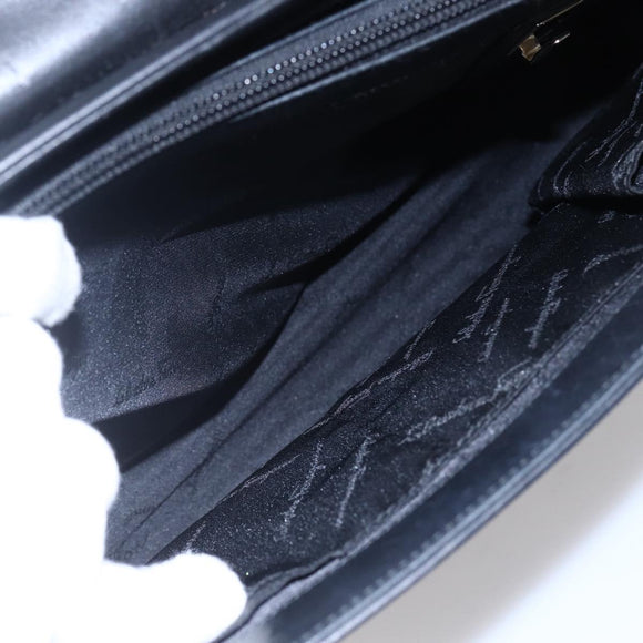 Salvatore Ferragamo Gancini Hand Bag Leather 2way Black Gold Auth 147510