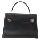 Salvatore Ferragamo Gancini Hand Bag Leather 2way Black Gold Auth 147510-13