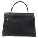 Salvatore Ferragamo Gancini Hand Bag Leather 2way Black Gold Auth 147510-2