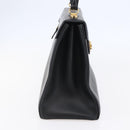 Salvatore Ferragamo Gancini Hand Bag Leather 2way Black Gold Auth 147510-3