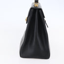 Salvatore Ferragamo Gancini Hand Bag Leather 2way Black Gold Auth 147510-4