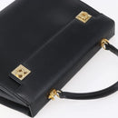 Salvatore Ferragamo Gancini Hand Bag Leather 2way Black Gold Auth 147510-6