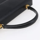 Salvatore Ferragamo Gancini Hand Bag Leather 2way Black Gold Auth 147510-7