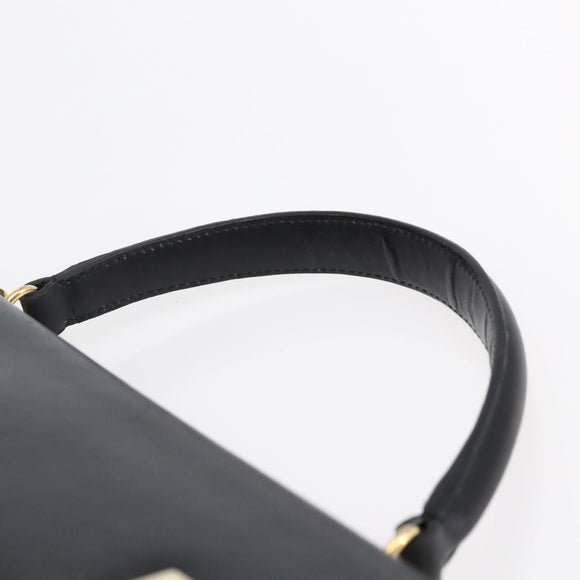 Salvatore Ferragamo Gancini Hand Bag Leather 2way Black Gold Auth 147510