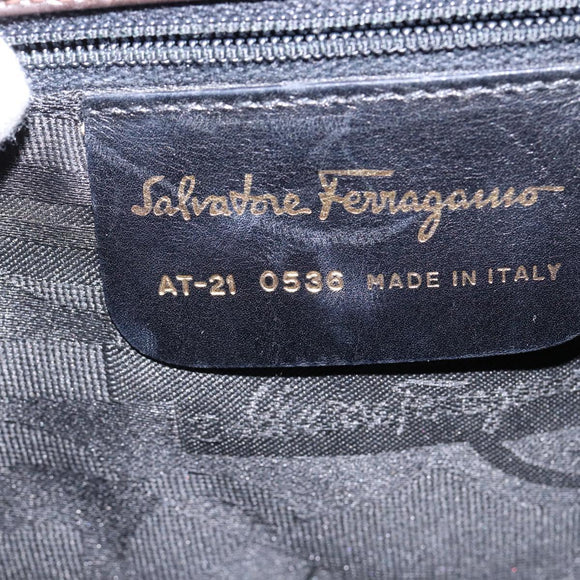 Salvatore Ferragamo Gancini Hand Bag Leather 2way Brown Gold Auth 147511