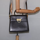Salvatore Ferragamo Gancini Hand Bag Leather 2way Brown Gold Auth 147511-23