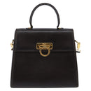 Salvatore Ferragamo Gancini Hand Bag Leather 2way Brown Gold Auth 147511-13