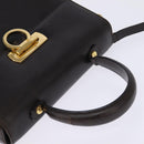 Salvatore Ferragamo Gancini Hand Bag Leather 2way Brown Gold Auth 147511-6