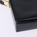 Salvatore Ferragamo Gancini Chain Shoulder Bag Leather Navy Gold Auth 147512-15