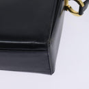 Salvatore Ferragamo Gancini Chain Shoulder Bag Leather Navy Gold Auth 147512-16