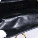 Salvatore Ferragamo Gancini Chain Shoulder Bag Leather Navy Gold Auth 147512-11